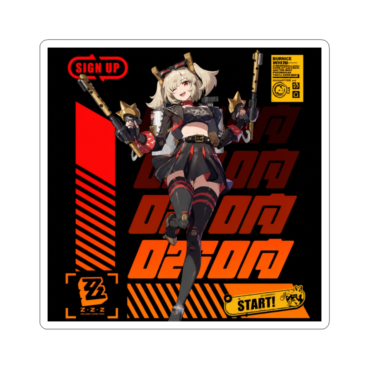 Agent Burnice (Zenless Zone Zero) Sticker - alternate angle 2, merchandise